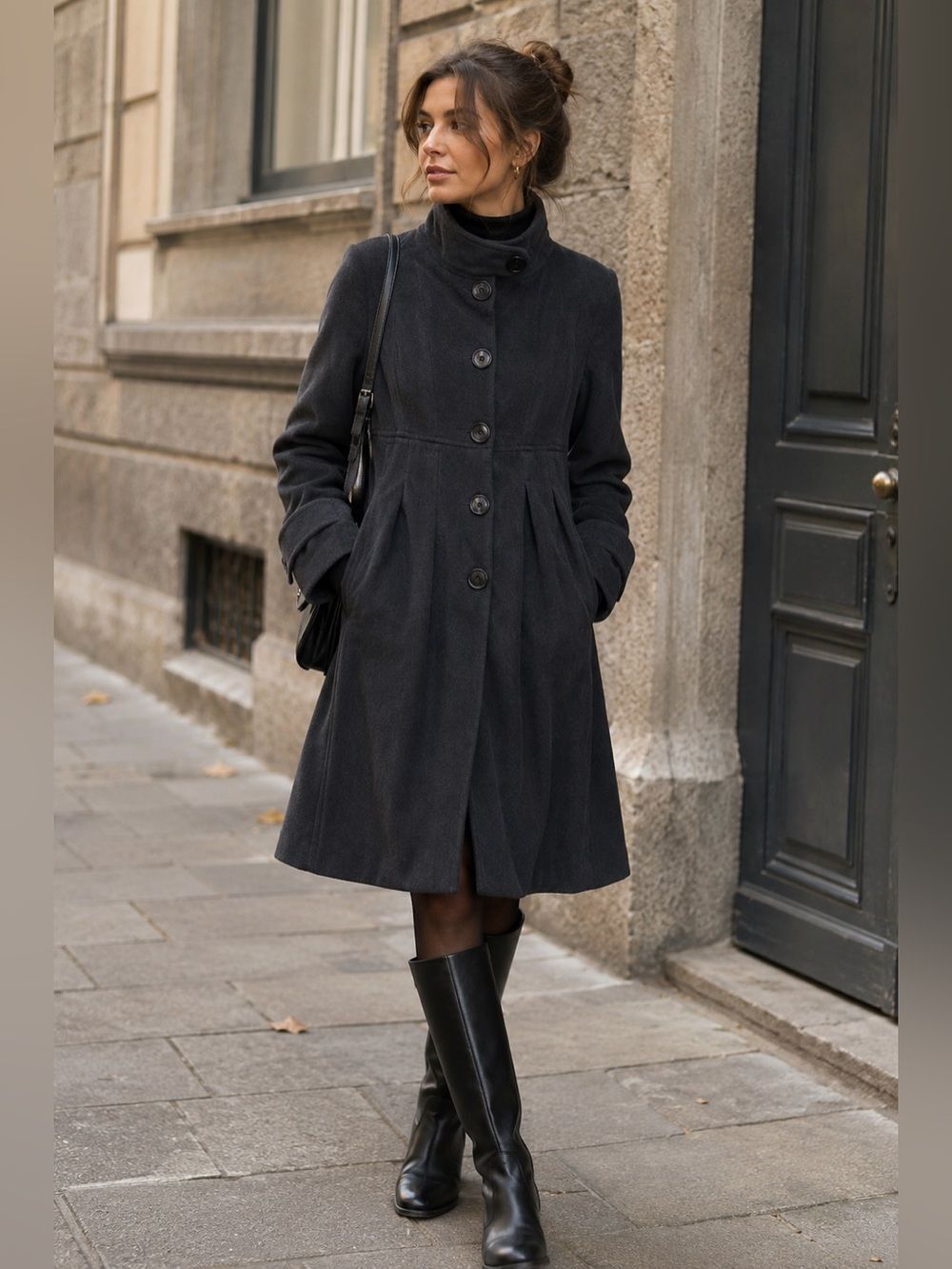 Sisley Wool Peacoat Black Size 42EU/ 8 US